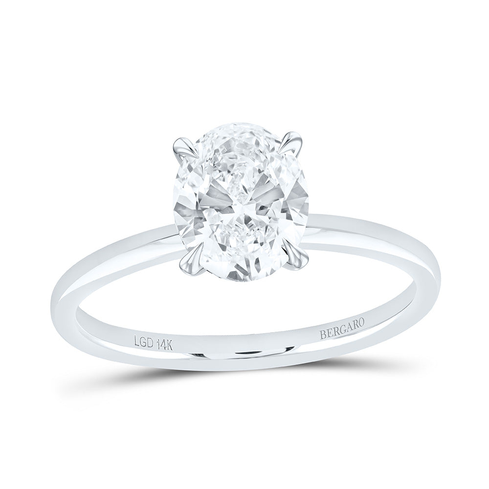 14K Yellow Or White Gold 1 3/4 Cttw Lab Grown Diamond Oval Solitaire Ring