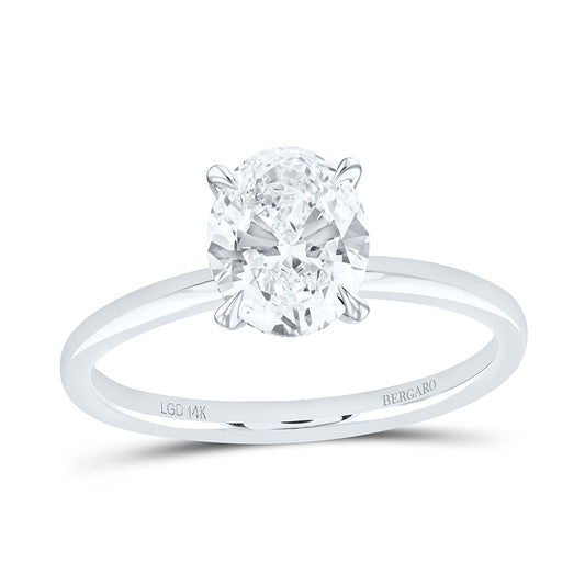 14K Yellow Or White Gold 1 3/4 Cttw Lab Grown Diamond Oval Solitaire Ring