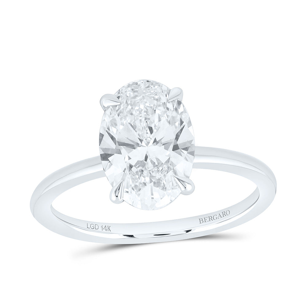 14K Yellow Or White Gold 2 1/2 Cttw Lab Grown Diamond Oval Solitaire Ring