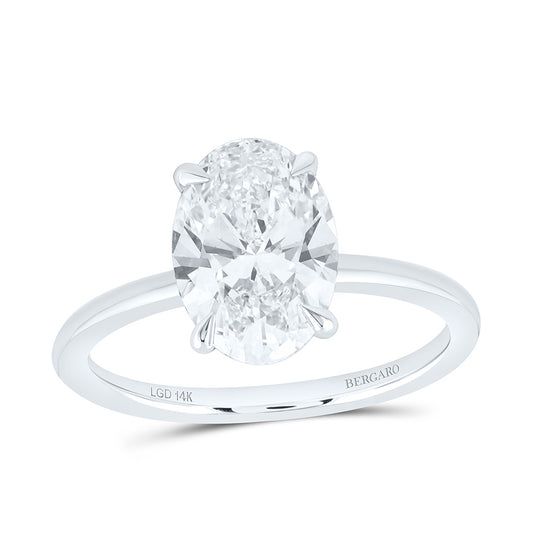 14K Yellow Or White Gold 2 1/2 Cttw Lab Grown Diamond Oval Solitaire Ring