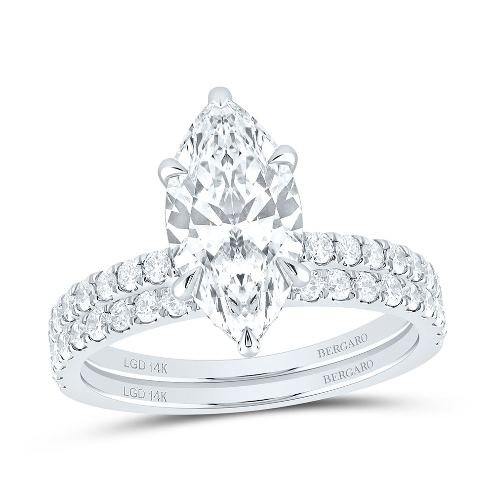 14K Yellow Or White Gold 2 3/4 Cttw Lab Grown Diamond 2 Cttw Center Marquise Bridal Set