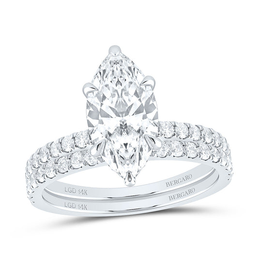 14K Yellow Or White Gold 2 3/4 Cttw Lab Grown Diamond 2 Cttw Center Marquise Bridal Set