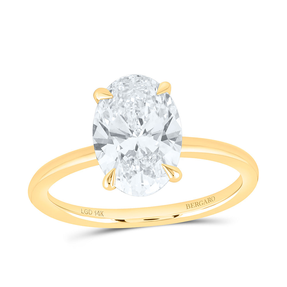 14K Yellow Or White Gold 2 1/2 Cttw Lab Grown Diamond Oval Solitaire Ring