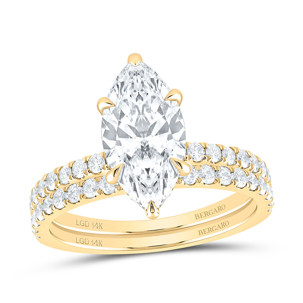14K Yellow Or White Gold 2 3/4 Cttw Lab Grown Diamond 2 Cttw Center Marquise Bridal Set