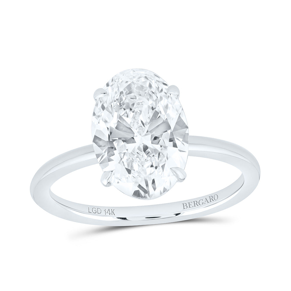 14K Yellow Or White Gold 3 Cttw Lab Grown Diamond Oval Solitaire Ring