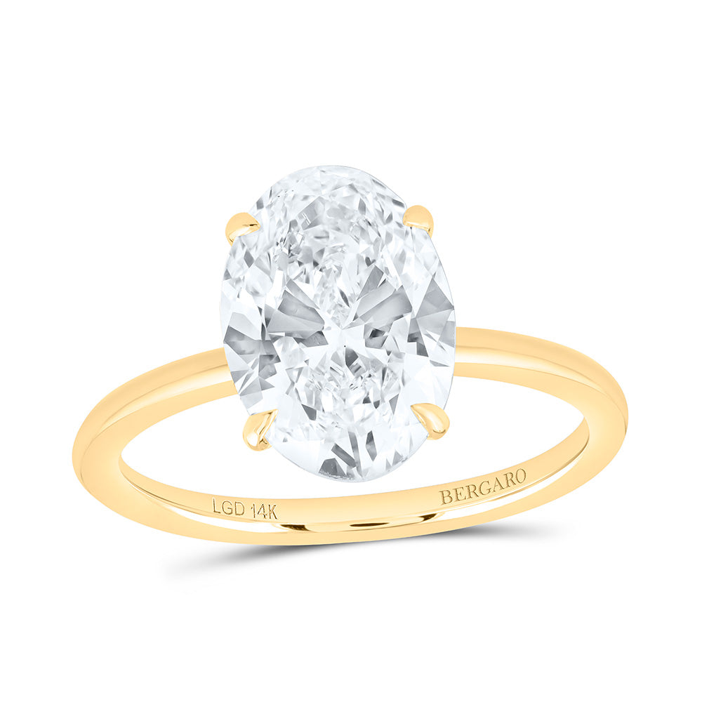 14K Yellow Or White Gold 3 Cttw Lab Grown Diamond Oval Solitaire Ring