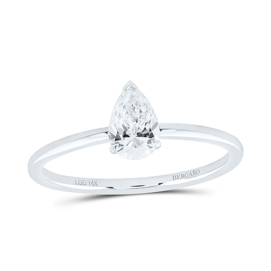 14K Yellow Or White Gold 1/2 Cttw Lab Grown Diamond Pear Solitaire Ring