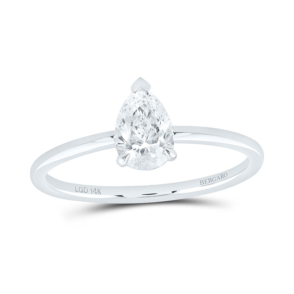 14K Yellow Or White Gold 5/8 Cttw Lab Grown Diamond Pear Solitaire Ring