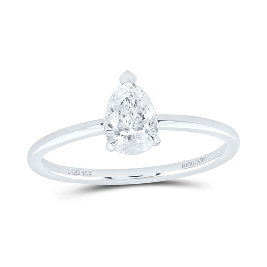 14K Yellow Or White Gold 5/8 Cttw Lab Grown Diamond Pear Solitaire Ring