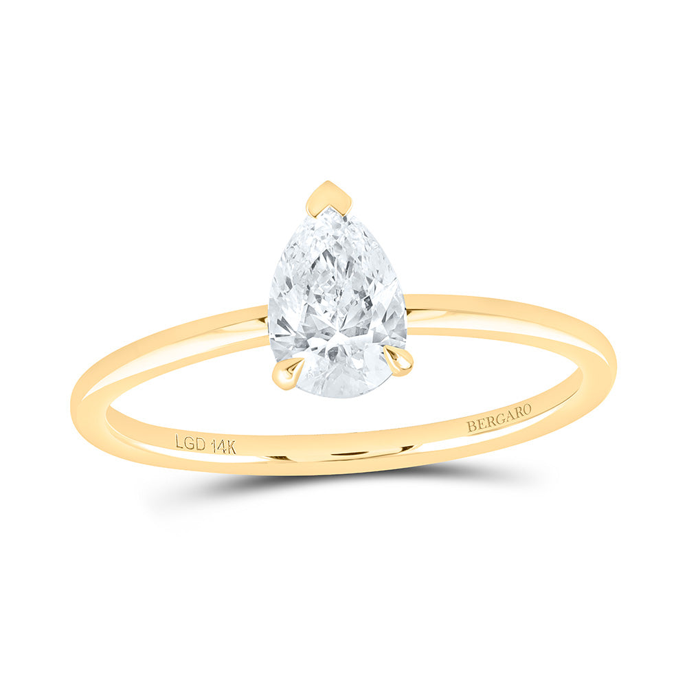 14K Yellow Or White Gold 5/8 Cttw Lab Grown Diamond Pear Solitaire Ring