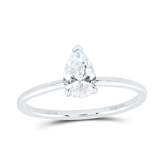 14K Yellow Or White Gold 3/4 Cttw Lab Grown Diamond Pear Solitaire Ring