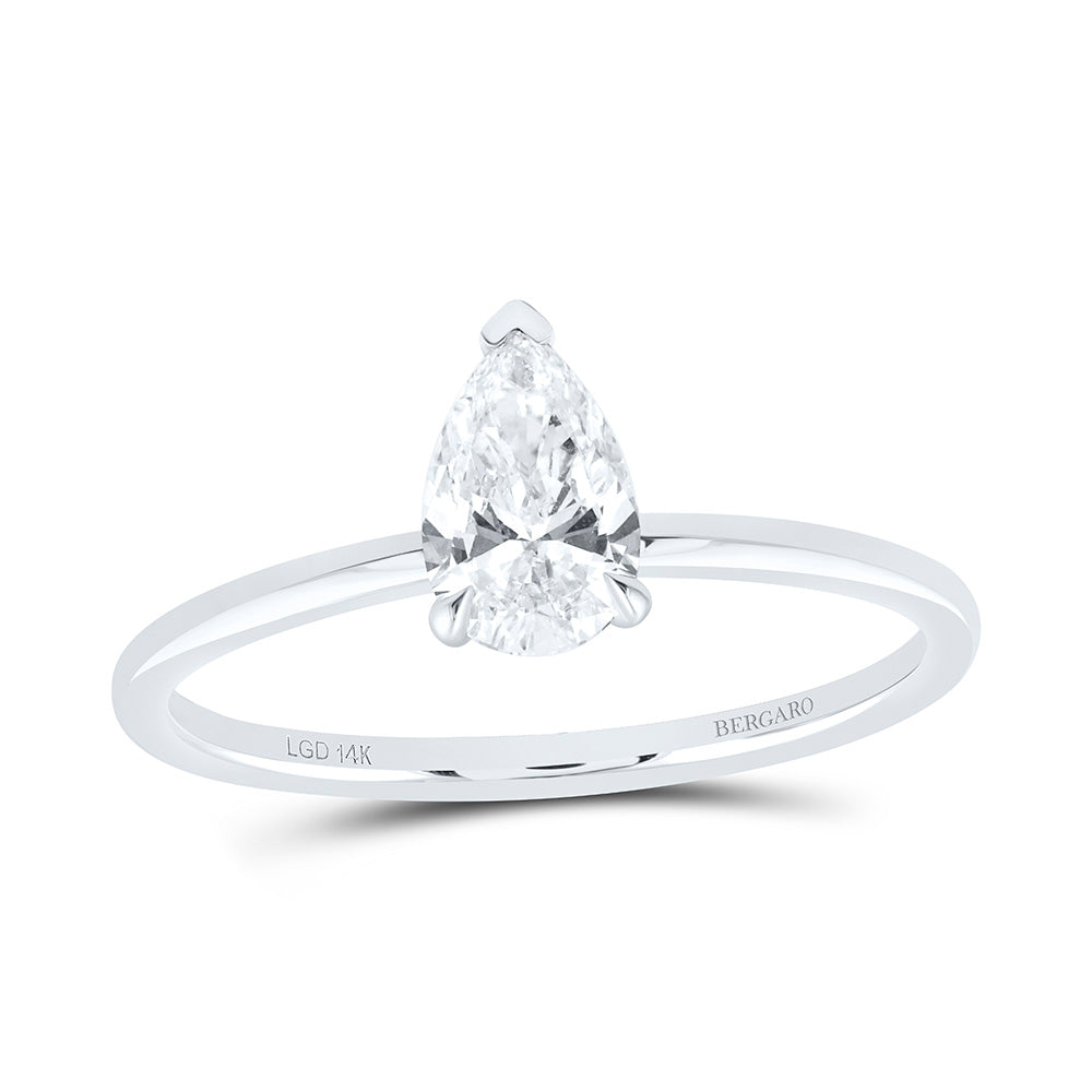 14K Yellow Or White Gold 1 1/4 Cttw Lab Grown Diamond Pear Solitaire Ring