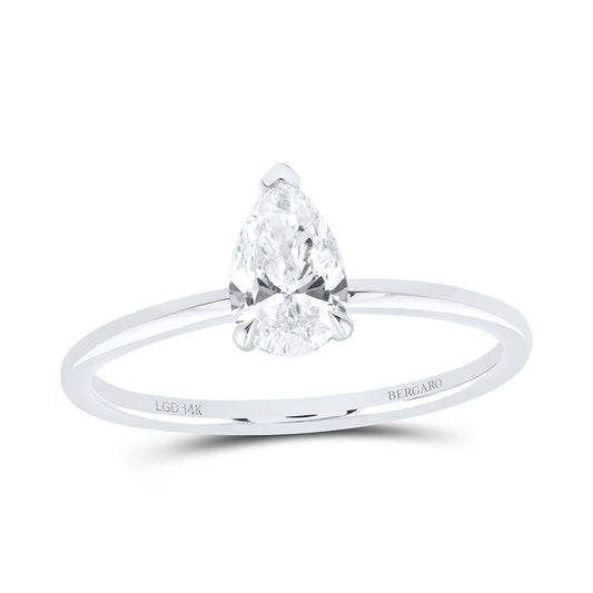 14K Yellow Or White Gold 1 1/4 Cttw Lab Grown Diamond Pear Solitaire Ring