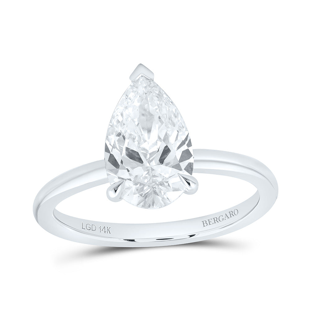 14K Yellow Or White Gold 2 Cttw Lab Grown Diamond Pear Solitaire Ring