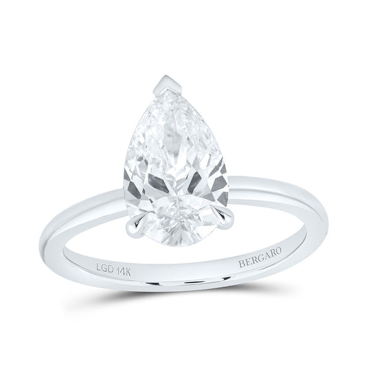 14K Yellow Or White Gold 2 Cttw Lab Grown Diamond Pear Solitaire Ring