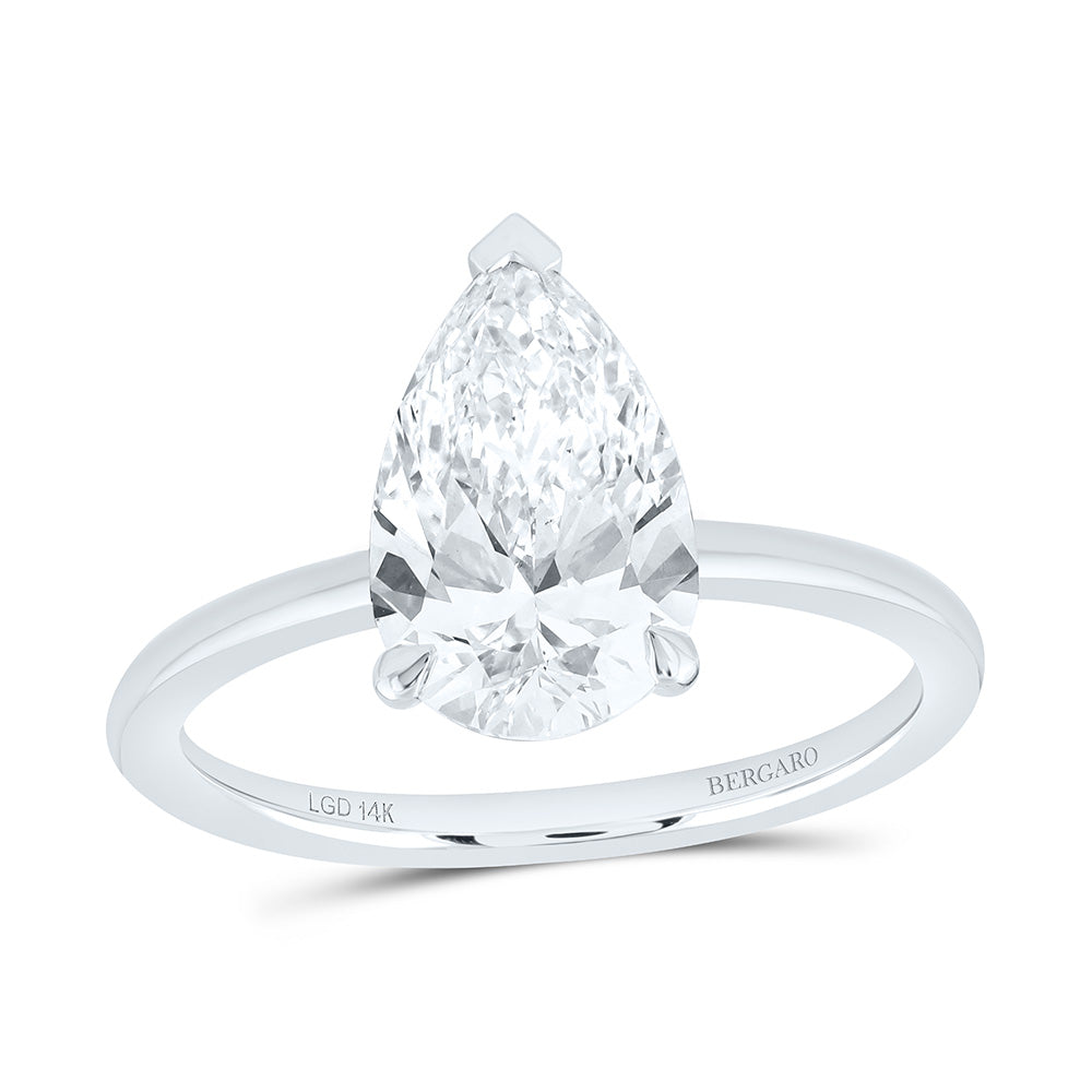 14K Yellow Or White Gold 2 Cttw Lab Grown Diamond Pear Solitaire Ring
