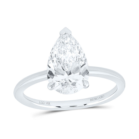 14K Yellow Or White Gold 2 Cttw Lab Grown Diamond Pear Solitaire Ring