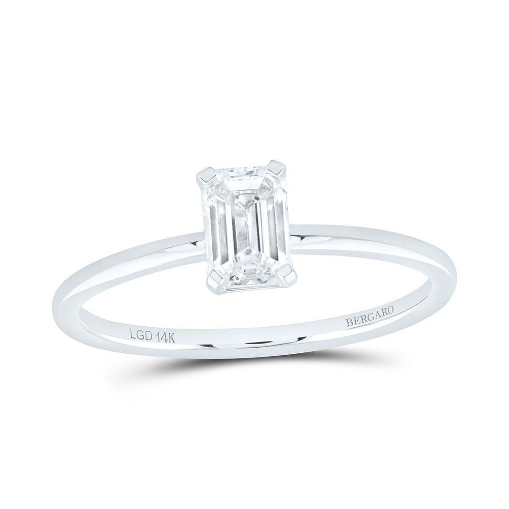 14K Yellow Or White Gold 5/8 Cttw Lab Grown Diamond Emerald Solitaire Ring