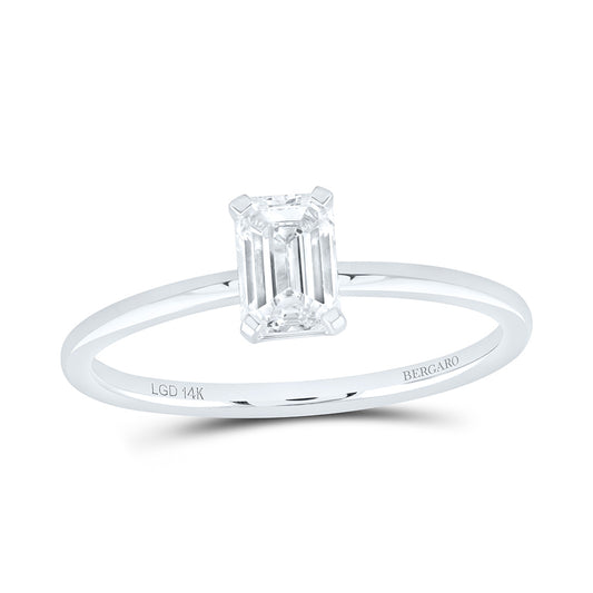 14K Yellow Or White Gold 5/8 Cttw Lab Grown Diamond Emerald Solitaire Ring