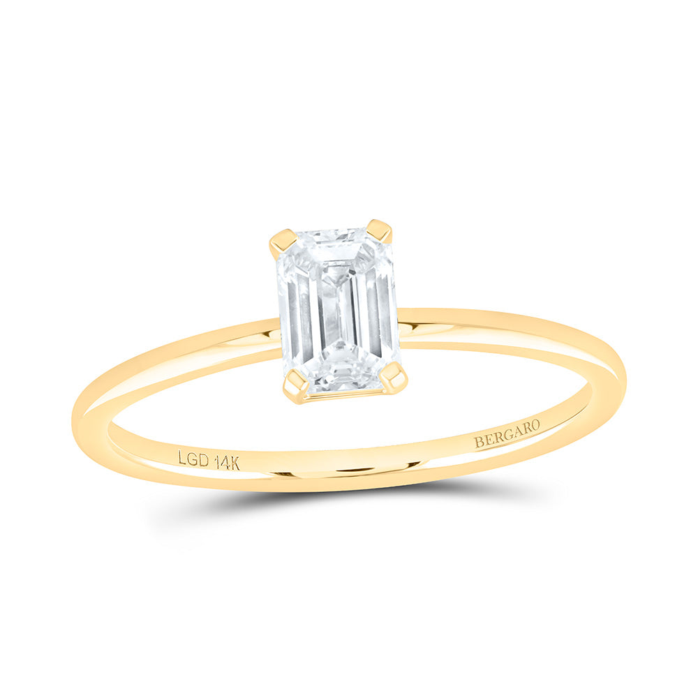 14K Yellow Or White Gold 5/8 Cttw Lab Grown Diamond Emerald Solitaire Ring