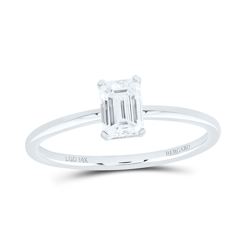 14K Yellow Or White Gold 3/4 Cttw Lab Grown Diamond Emerald Solitaire Ring
