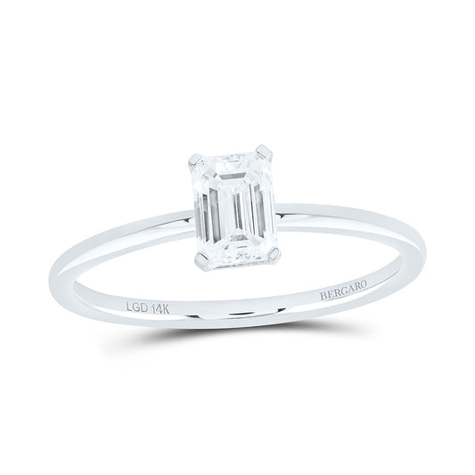14K Yellow Or White Gold 3/4 Cttw Lab Grown Diamond Emerald Solitaire Ring