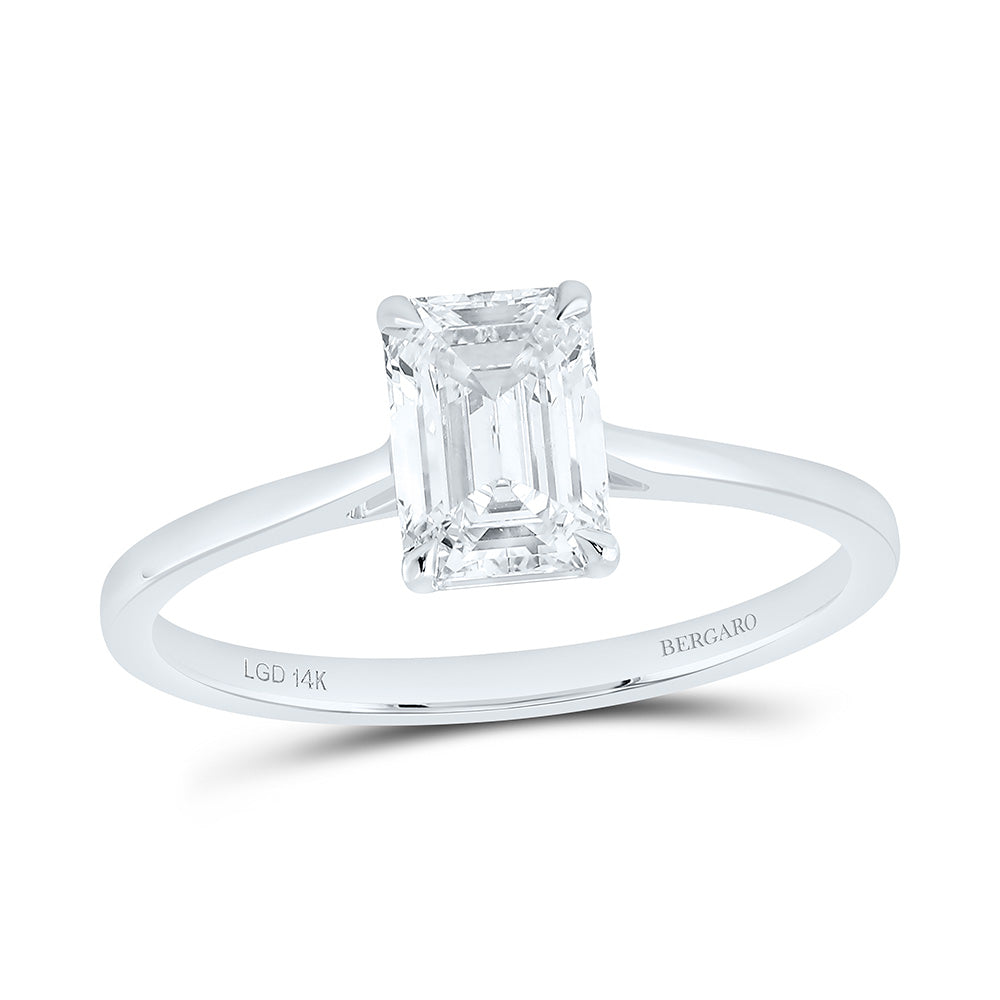14K Yellow Or White Gold 1 Cttw Lab Grown Diamond Emerald Solitaire Ring
