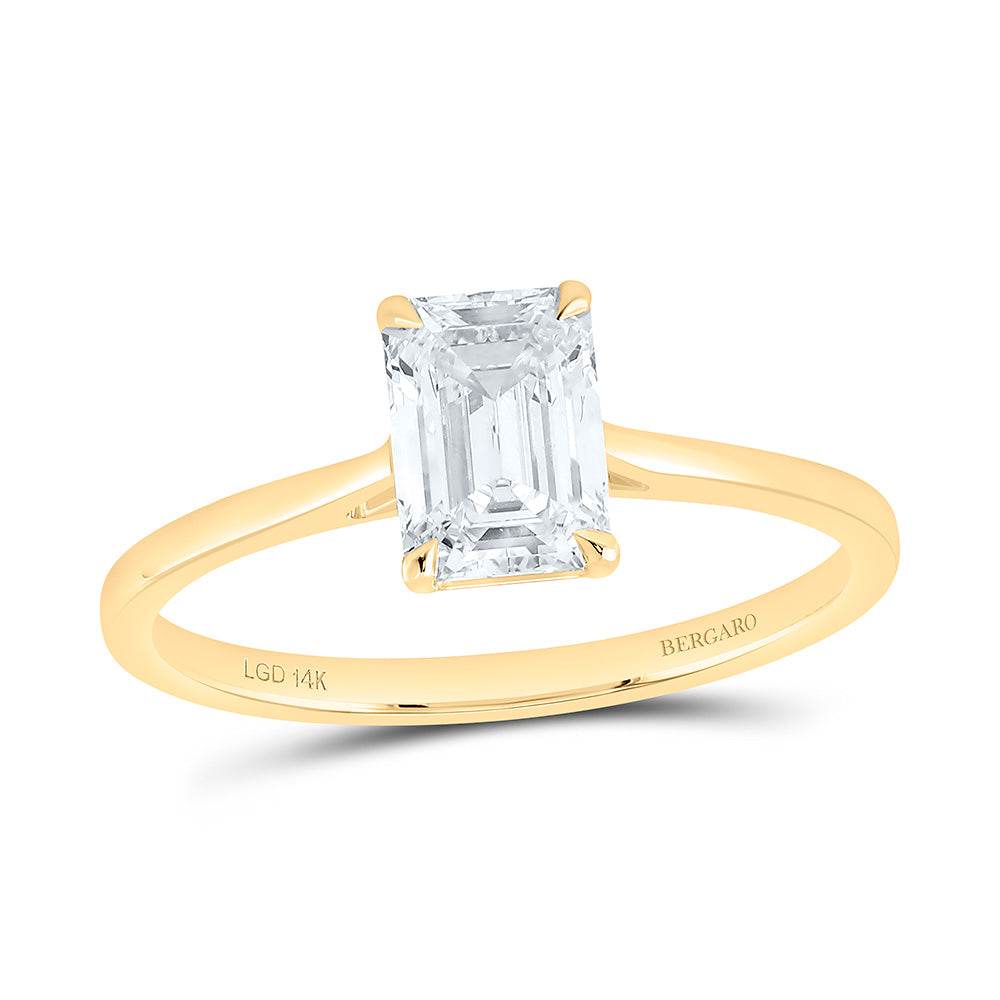 14K Yellow Or White Gold 1 Cttw Lab Grown Diamond Emerald Solitaire Ring