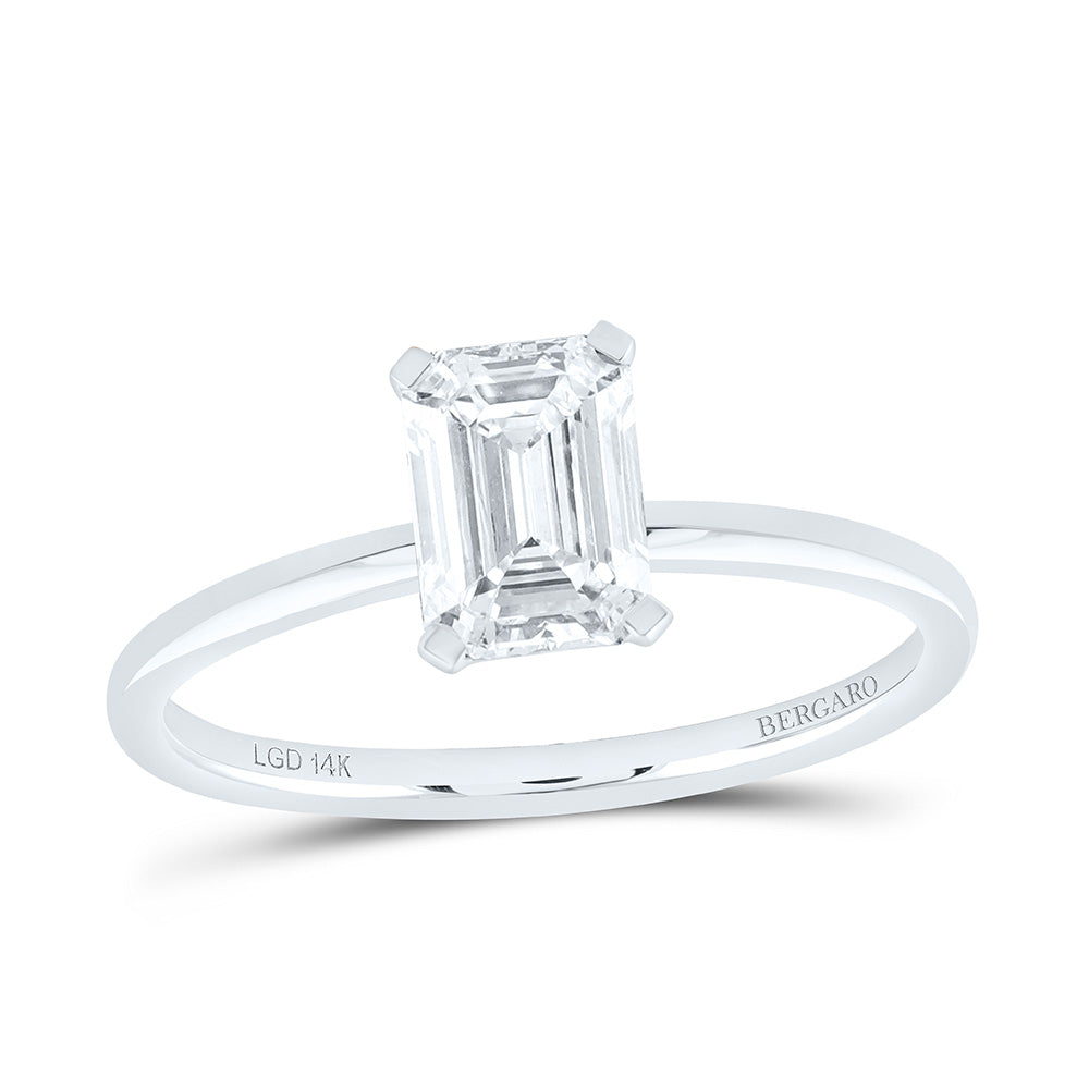 14K Yellow Or White Gold 1 Cttw Lab Grown Diamond Emerald Solitaire Ring