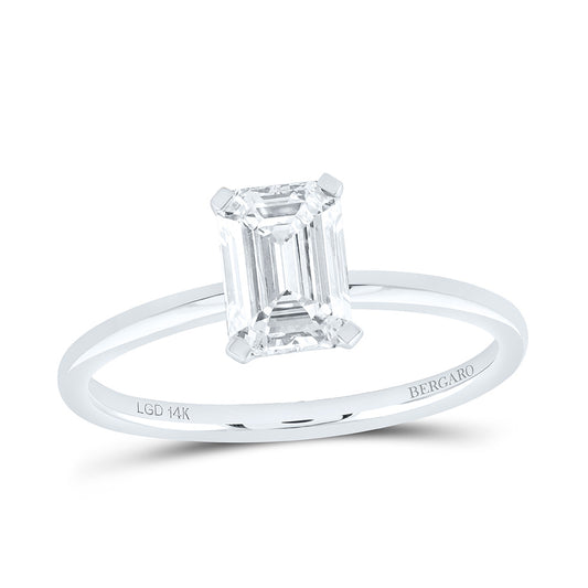 14K Yellow Or White Gold 1 Cttw Lab Grown Diamond Emerald Solitaire Ring