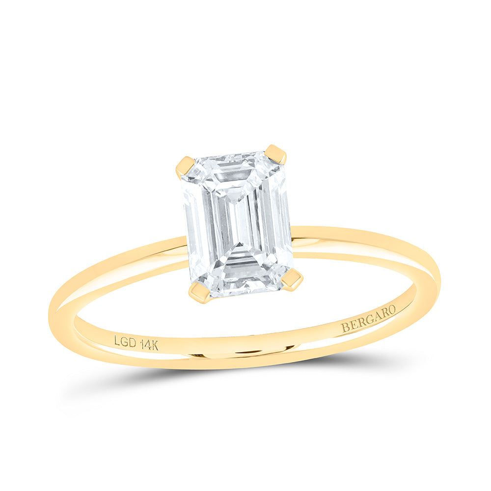 14K Yellow Or White Gold 1 Cttw Lab Grown Diamond Emerald Solitaire Ring