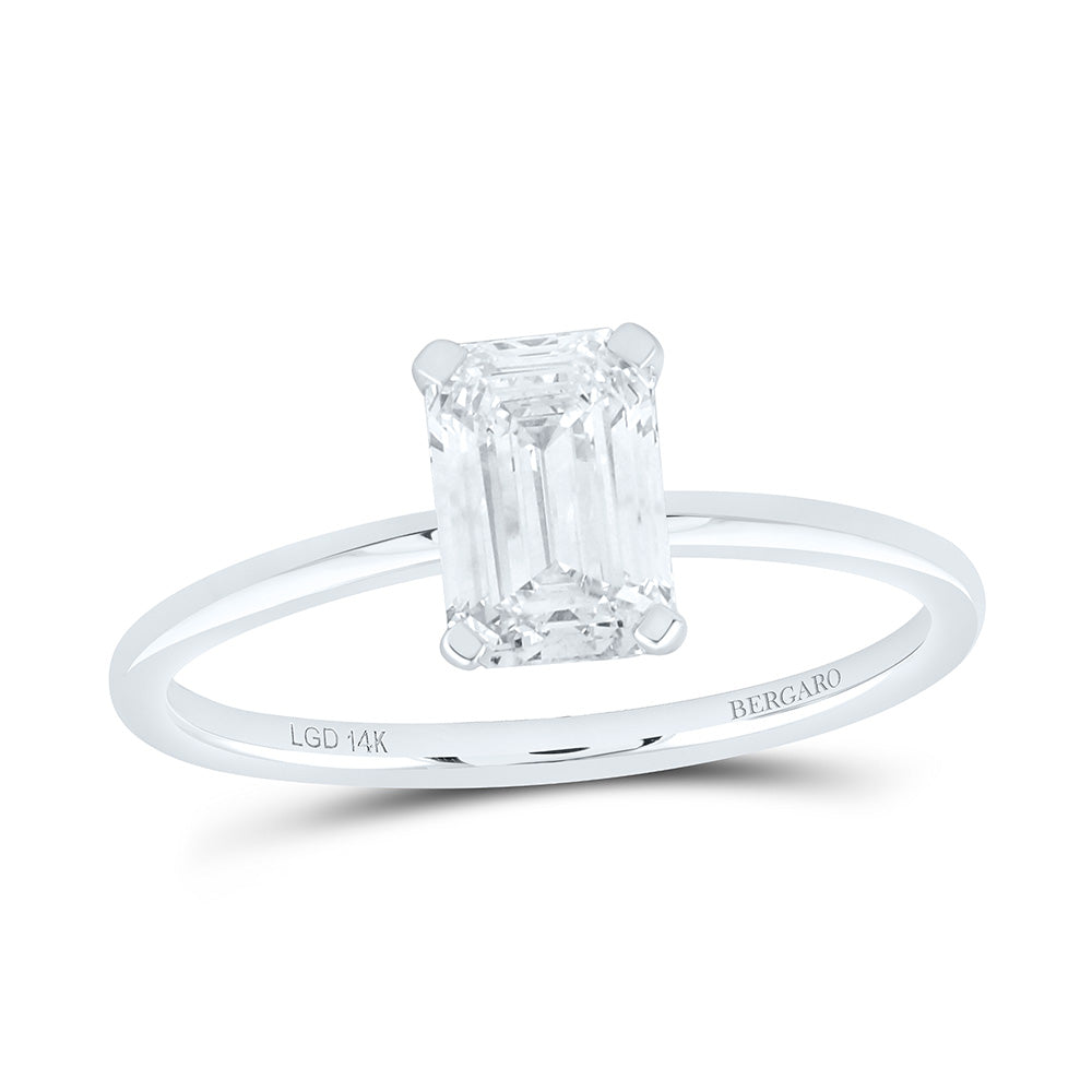 14K Yellow Or White Gold 1 1/4 Cttw Lab Grown Diamond Emerald Solitaire Ring