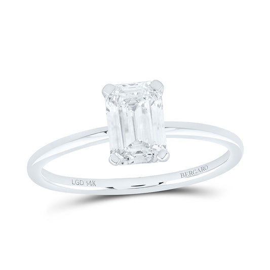14K Yellow Or White Gold 1 1/4 Cttw Lab Grown Diamond Emerald Solitaire Ring