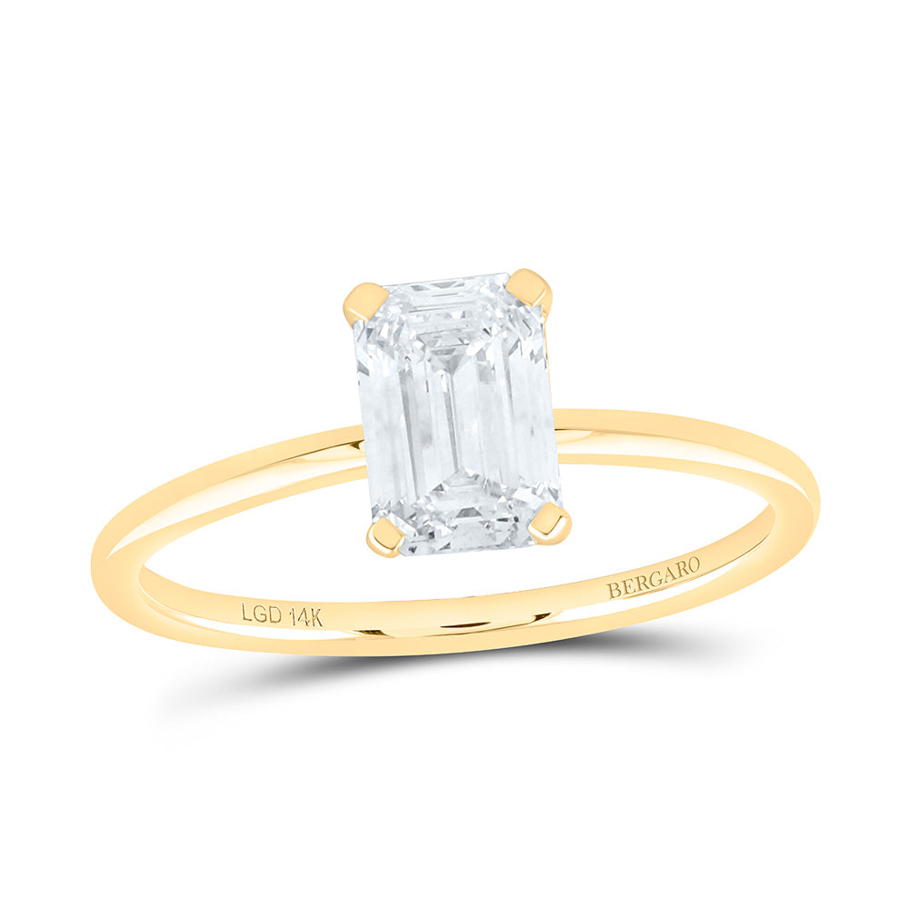 14K Yellow Or White Gold 1 1/4 Cttw Lab Grown Diamond Emerald Solitaire Ring