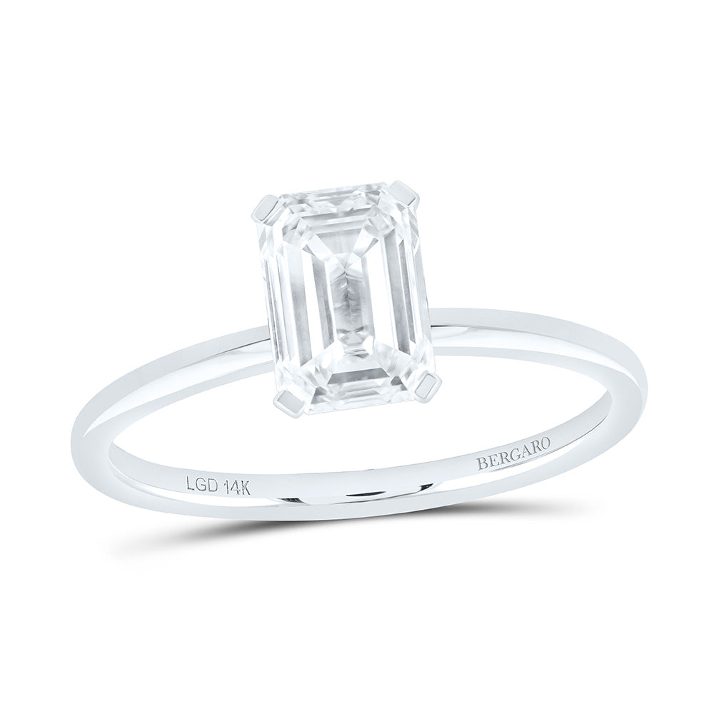 14K Yellow Or White Gold 1 1/2 Cttw Lab Grown Diamond Emerald Solitaire Ring