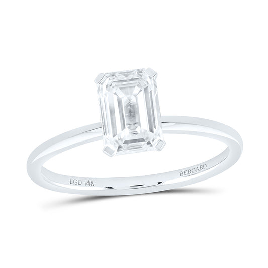 14K Yellow Or White Gold 1 1/2 Cttw Lab Grown Diamond Emerald Solitaire Ring
