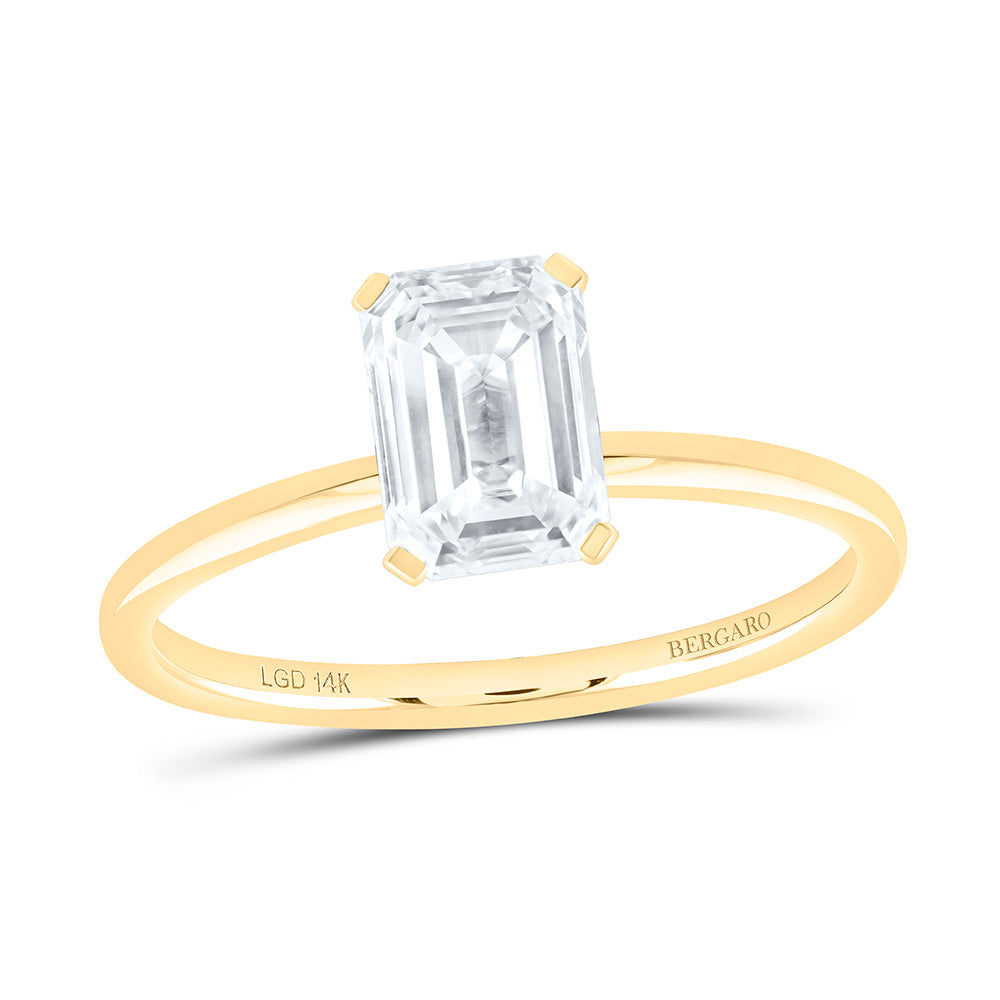 14K Yellow Or White Gold 1 1/2 Cttw Lab Grown Diamond Emerald Solitaire Ring
