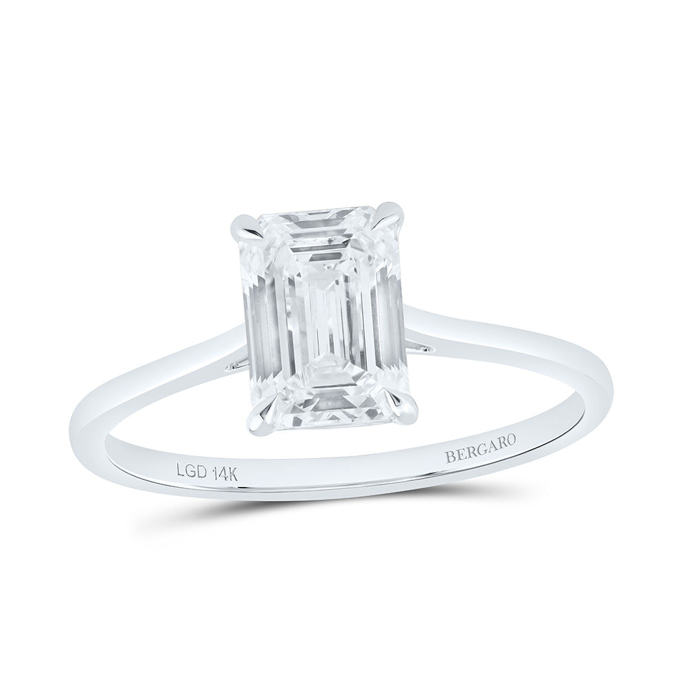 14K Yellow Or White Gold 1 1/2 Cttw Lab Grown Diamond Emerald Solitaire Ring
