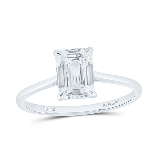 14K Yellow Or White Gold 1 1/2 Cttw Lab Grown Diamond Emerald Solitaire Ring
