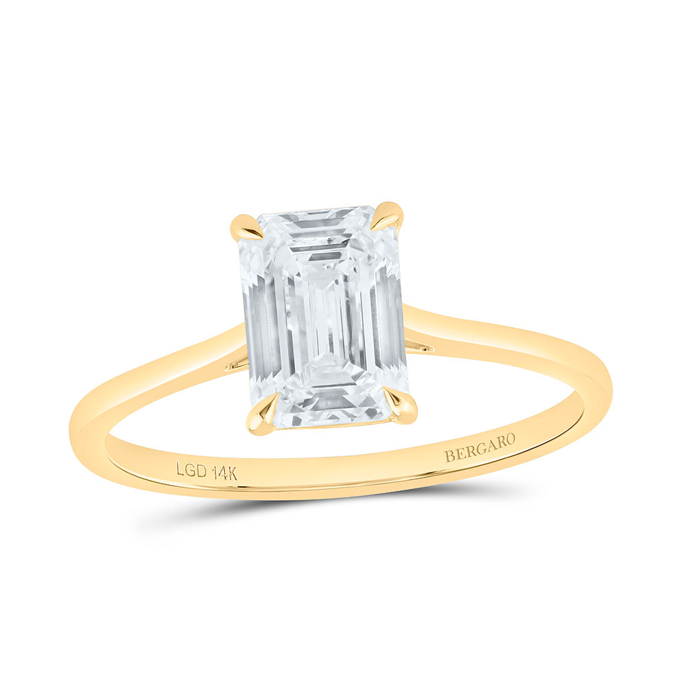 14K Yellow Or White Gold 1 1/2 Cttw Lab Grown Diamond Emerald Solitaire Ring