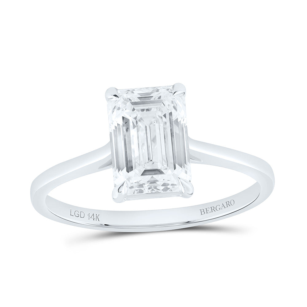 14K Yellow Or White Gold 2 Cttw Lab Grown Diamond Emerald Solitaire Ring