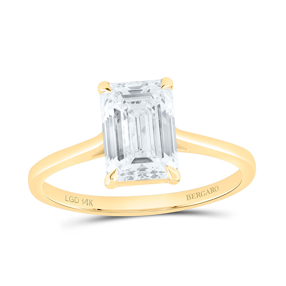 14K Yellow Or White Gold 2 Cttw Lab Grown Diamond Emerald Solitaire Ring