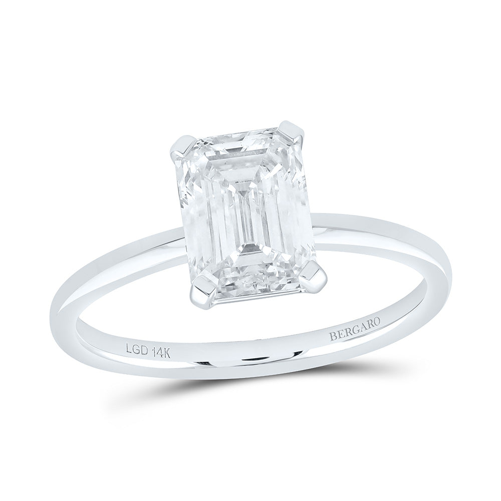 14K Yellow Or White Gold 2 1/4 Cttw Lab Grown Diamond Emerald Solitaire Ring
