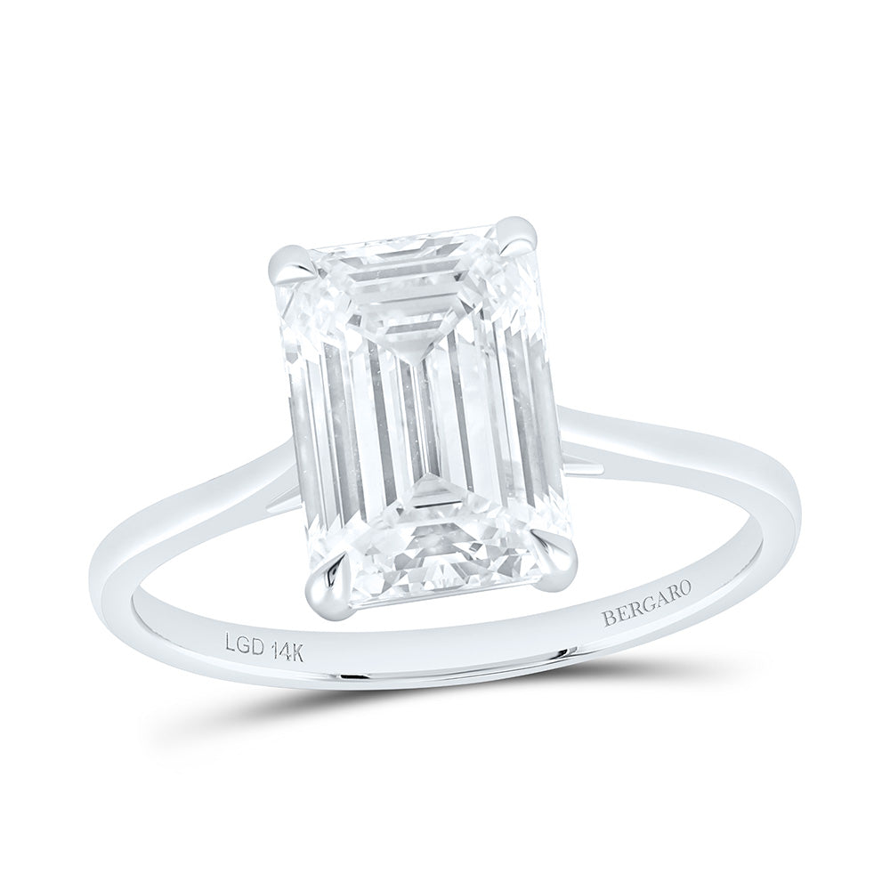 14K Yellow Or White Gold 3 Cttw Lab Grown Diamond Emerald Solitaire Ring