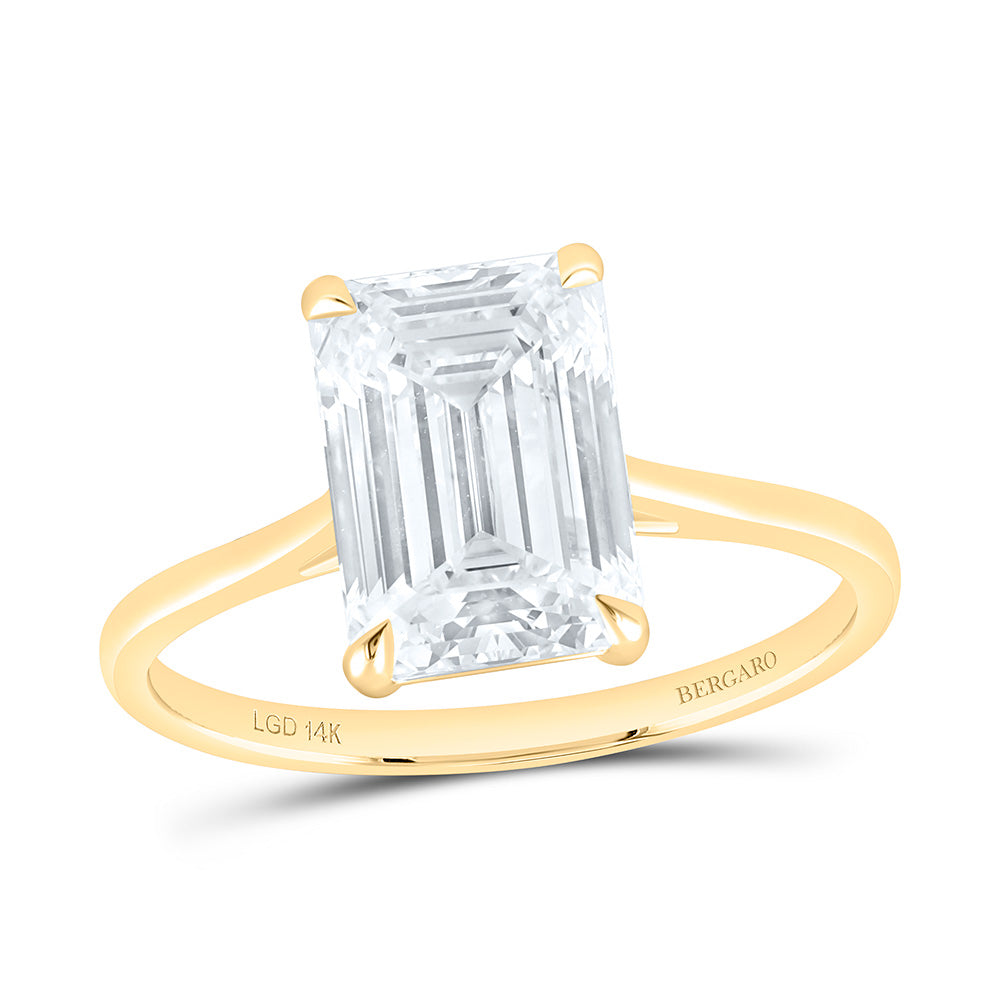 14K Yellow Or White Gold 3 Cttw Lab Grown Diamond Emerald Solitaire Ring