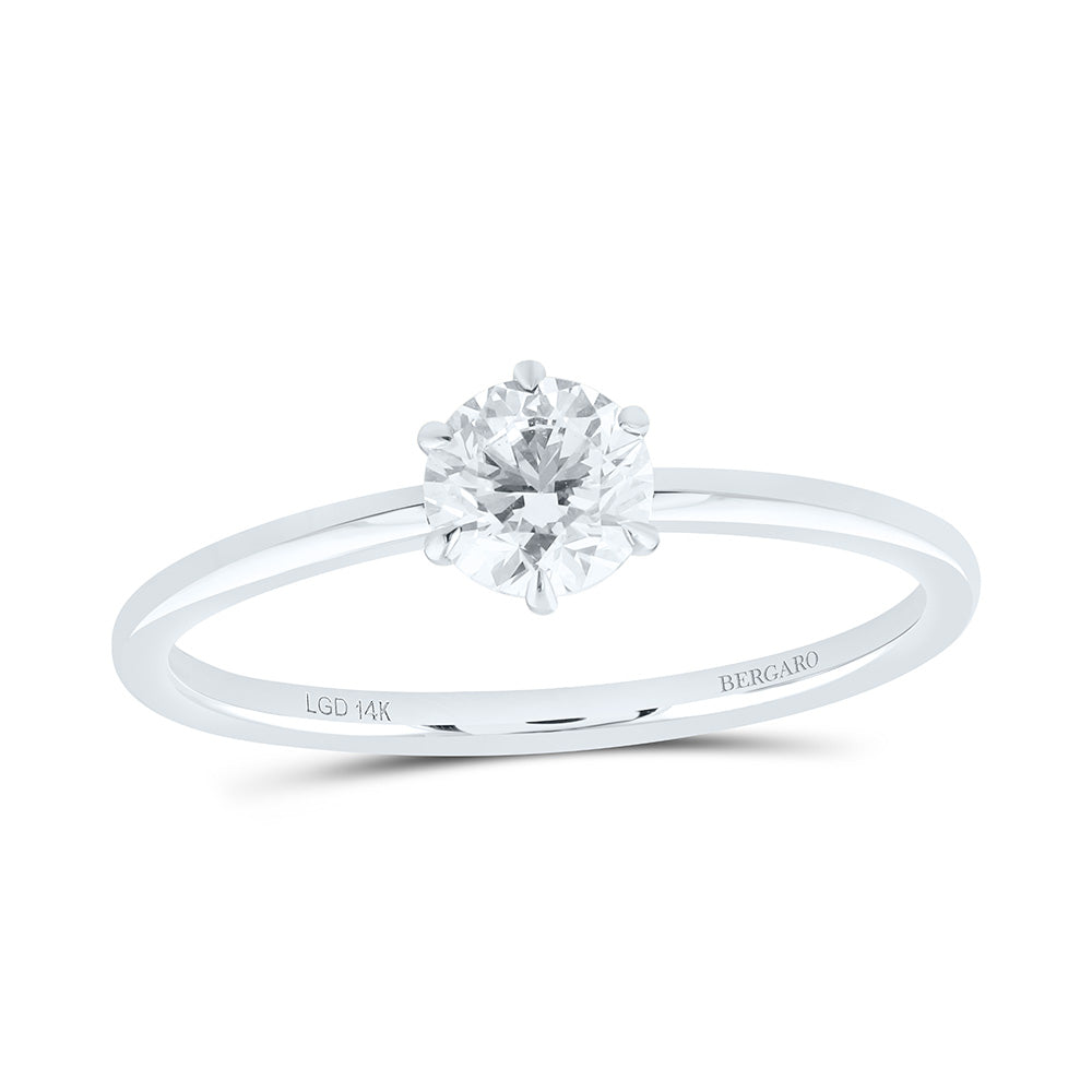 14K Yellow Or White Gold 1/2 Cttw Lab Grown Diamond Round Solitaire Ring