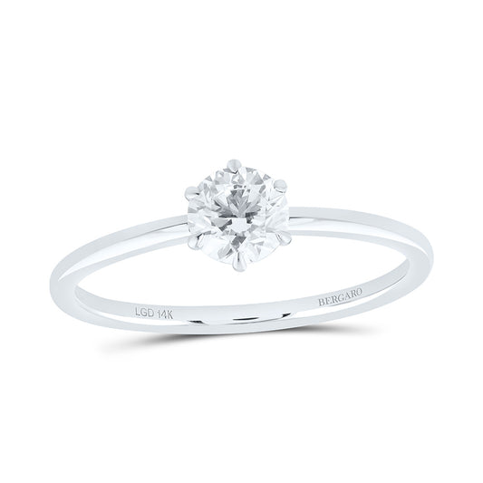 14K Yellow Or White Gold 1/2 Cttw Lab Grown Diamond Round Solitaire Ring