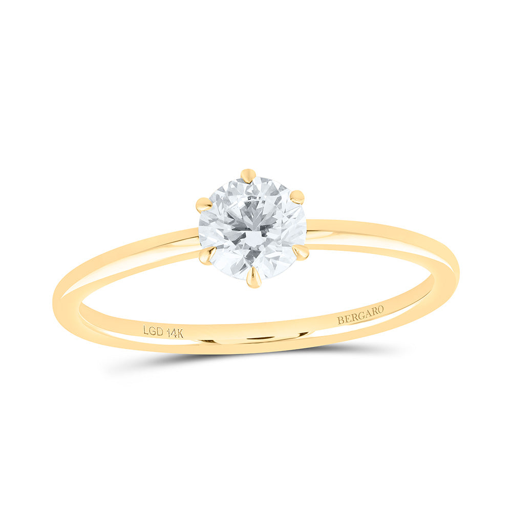 14K Yellow Or White Gold 1/2 Cttw Lab Grown Diamond Round Solitaire Ring