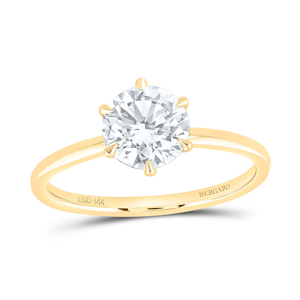 14K Yellow Or White Gold 1 1/2 Cttw Lab Grown Diamond Round Solitaire Ring