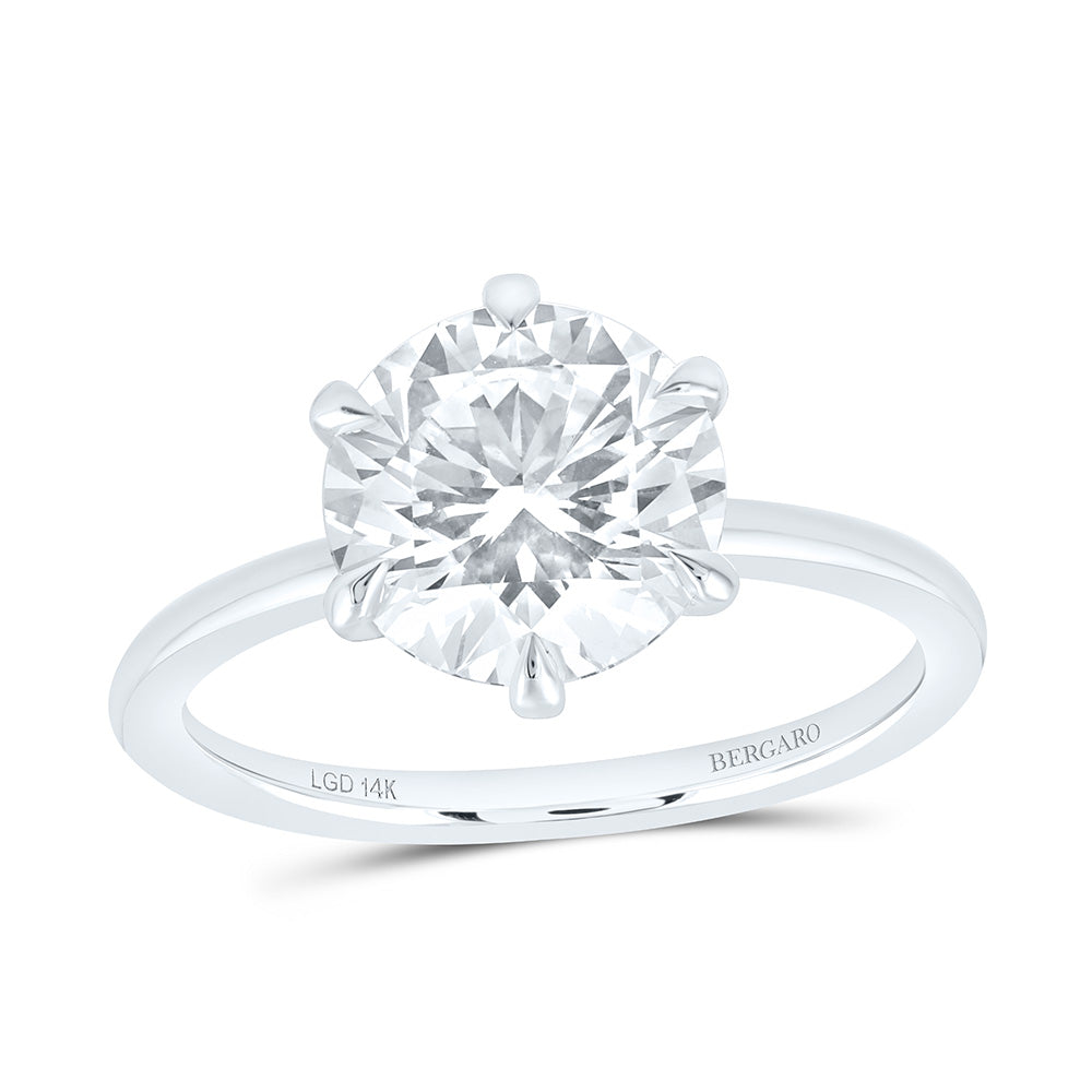 14K Yellow Or White Gold 2 1/2 Cttw Lab Grown Diamond Round Solitaire Ring